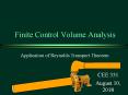 Finite Control Volume Analysis PowerPoint PPT Presentation