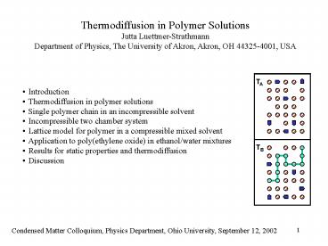 Thermodiffusion in Polymer Solutions