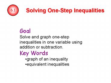 Solving OneStep Inequalities