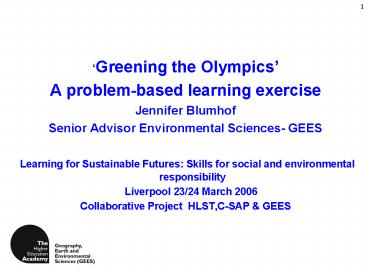 Greening the Olympics