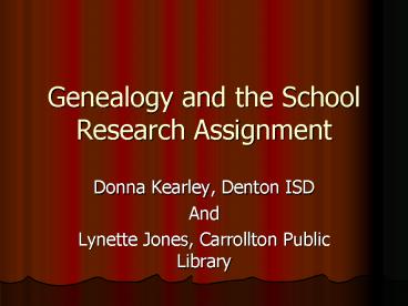 Genealogy and the School Research Assignment