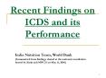 Recent Findings on ICDS and its Performance PowerPoint PPT Presentation