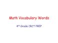 Math Vocabulary Words PowerPoint PPT Presentation