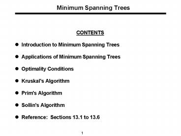 Minimum Spanning Trees