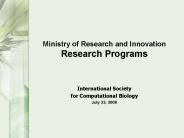Ministry of Research and Innovation Research Programs
