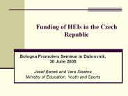 Funding of HEIs in the Czech Republic