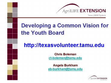 Developing a Common Vision for the Youth Board