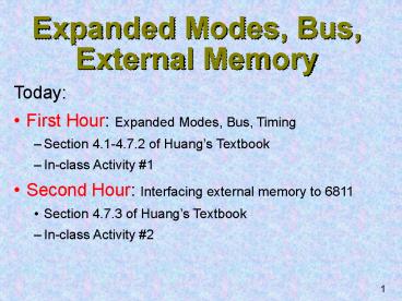 Expanded Modes, Bus, External Memory