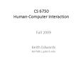 CS 6750 Human-Computer Interaction PowerPoint PPT Presentation