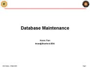 Database Maintenance