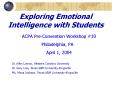 Exploring Emotional Intelligence with Students PowerPoint PPT Presentation