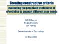 Creating constructive criteria evaluating the perceived usefulness of ePortfolios to support differe PowerPoint PPT Presentation