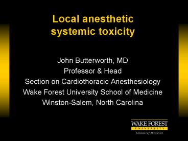 Local anesthetic systemic toxicity