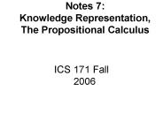 Notes 7: Knowledge Representation, The Propositional Calculus