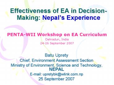Effectiveness of EA in DecisionMaking: Nepals Experience