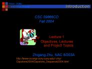 Objectives, Lectures and Project Topics