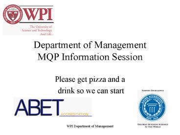 Department of Management MQP Information Session