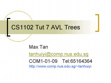 CS1102 Tut 7 AVL Trees