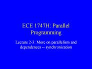 ECE 1747H: Parallel Programming