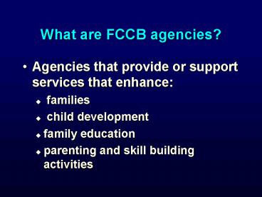 What are FCCB agencies