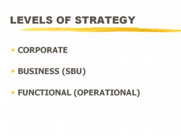 LEVELS OF STRATEGY