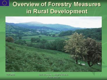 Overview ofForestry Measures in Rural Development