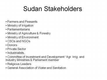 Sudan Stakeholders