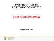 PRESENTATION TO PORTFOLIO COMMITTEE