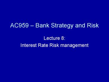 AC959 Bank Strategy and Risk
