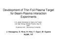 Development of Thin Foil Plasma Target for Beam-Plasma Interaction Experiments PowerPoint PPT Presentation