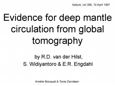 Evidence for deep mantle circulation from global tomography