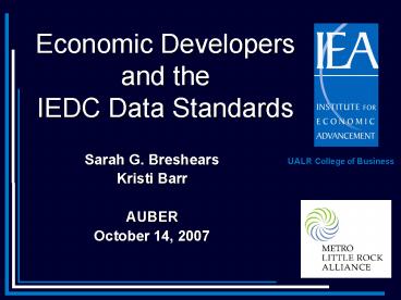 Economic Developers and the IEDC Data Standards
