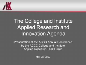 Presentation at the ACCC Annual Conference