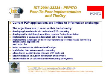 IST200133234 PEPITO PeerToPeer Implementation and TheOry