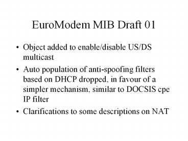 EuroModem MIB Draft 01