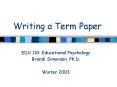 Writing a Term Paper PowerPoint PPT Presentation