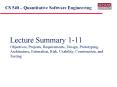 Lecture Summary 1-11 Objectives, Projects, Requirements, Design, Prototyping, Architecture, Estimation, Risk, Usability, Construction, and Testing PowerPoint PPT Presentation