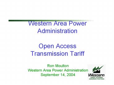Western Area Power Administration Open Access Transmission Tariff