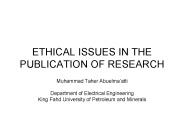 ETHICAL ISSUES IN THE PUBLICATION OF RESEARCH