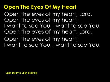 Open The Eyes Of My Heart