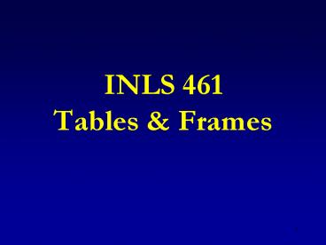 INLS 461 Tables