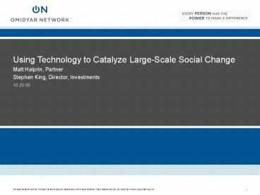 Using Technology to Catalyze Large-Scale Social Change