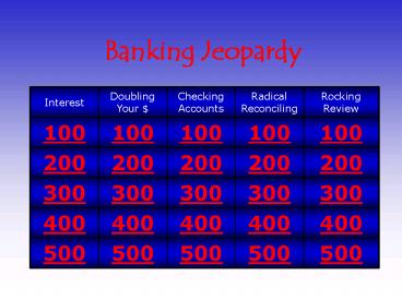 Banking Jeopardy