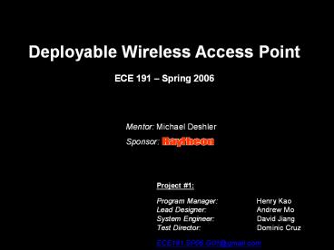 Deployable Wireless Access Point ECE 191 