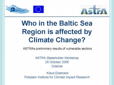 Who in the Baltic Sea Region is affected by Climate Change