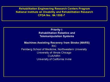 Rehabilitation Engineering Research Centers Program