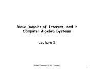 Basic Domains of Interest used in Computer Algebra Systems