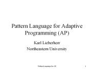 Pattern Language for Adaptive Programming (AP)