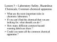 Lesson 5 Laboratory Safety, Hazardous Chemicals, Common chemical apparatus PowerPoint PPT Presentation