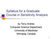 Syllabus for a Graduate Course in Sensitivity Analysis